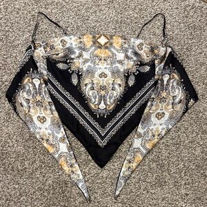 Black & Gold Paisley Satin Scarf Camisole